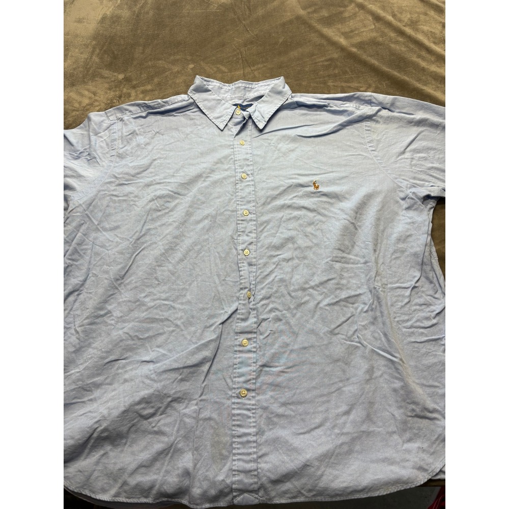 Ralph Lauren Chambray Oxford Shirt Mens 3XB Light Blue Pony Short Sleeve